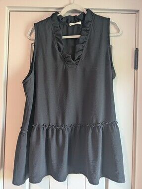 Ruffle Black Top
